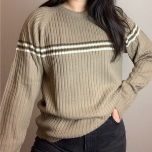 Vintage Striped Ribbed Brown Sweater Size Medium / Large